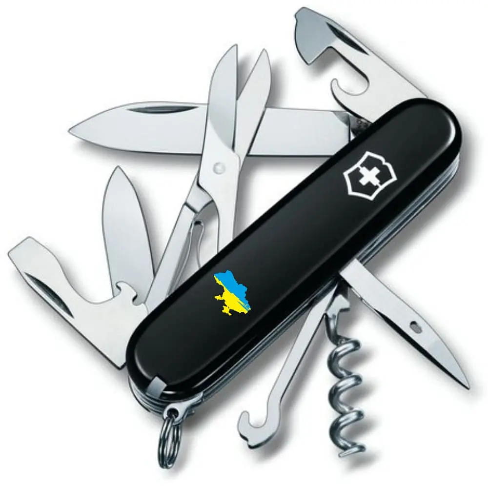 Ніж Victorinox Climber Ukraine 91мм 14функ чорн Мапа України син-жовт. - фото 3