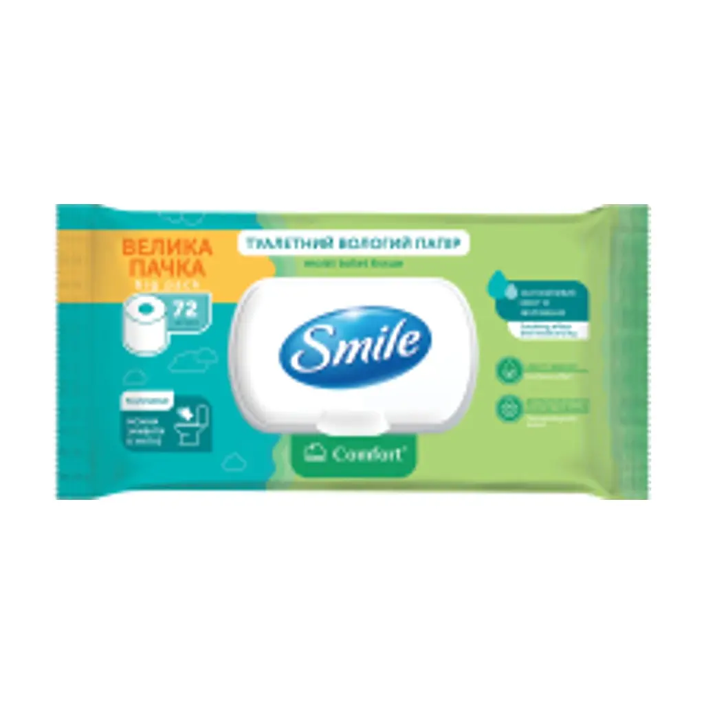Туалетний папір Smile Classic Comfort Вологий 72 шт. (4823071668865) - фото 3