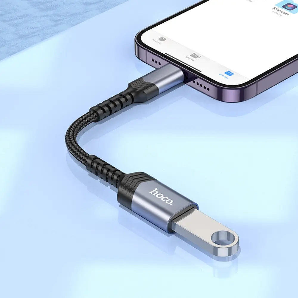 Мульти адаптер хаб Hoco UA24 Lightning to USB 2.0 серый - фото 2