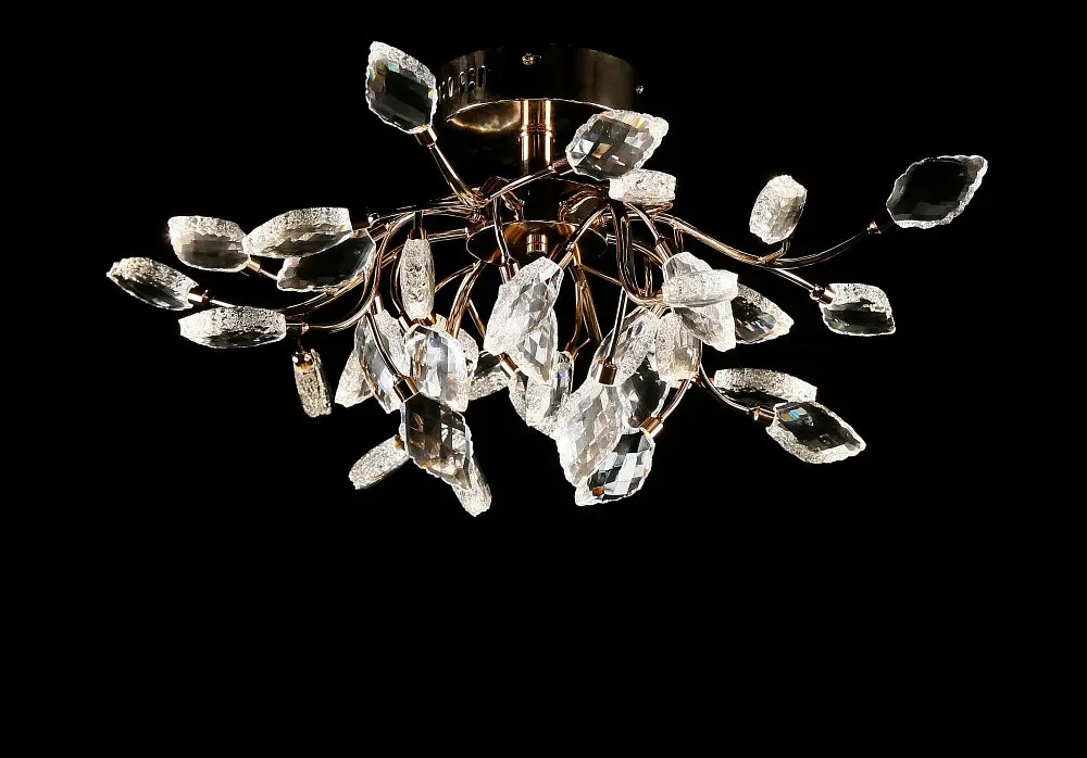 Стельова золота кришталева LED-люстра Splendid Ray L33144/8 (FGD), 65 см з гілками та кришталевим листям - фото 3