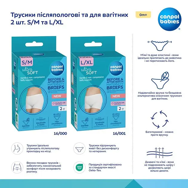 Трусики багаторазові для післяпологового періоду Canpol babies size S-M 2 шт.  - фото 9