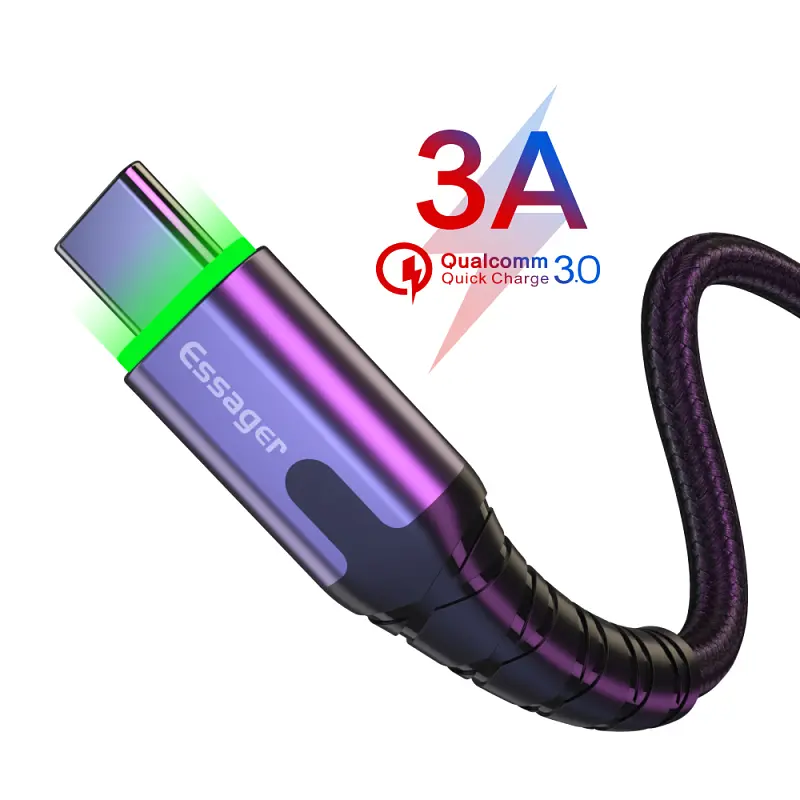 Зарядний кабель з підсвічуванням ESSAGER USB Type-C 3A 1метр - фото 2