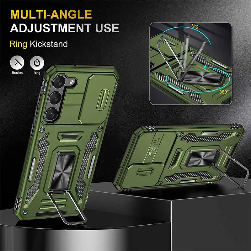 Ударопрочный чехол Camshield Army Ring для Samsung Galaxy S21+ Оливковый / Army Green - фото 3