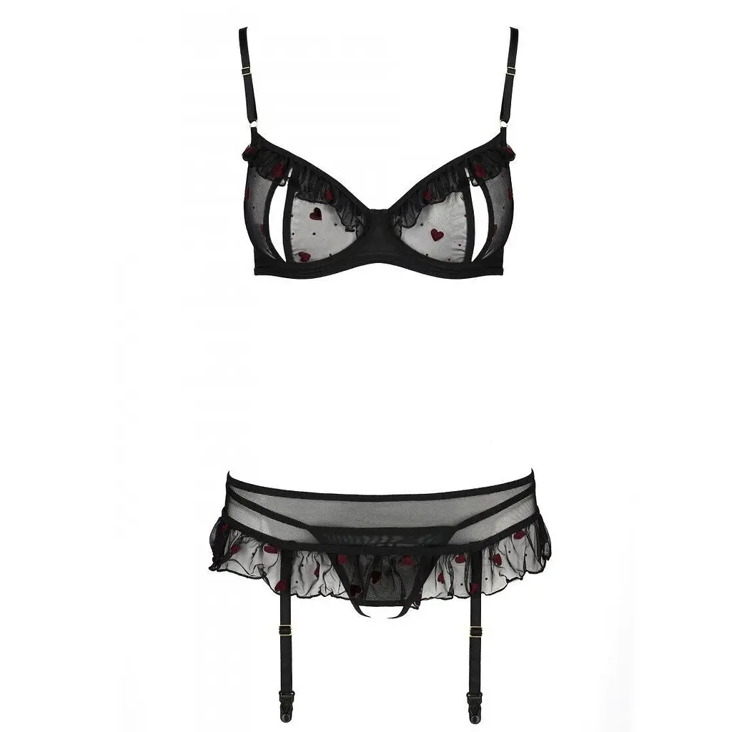 Сексуальний комплект з поясом для панчіх Passion LOVELIA SET XXL/XXXL, black - фото 5