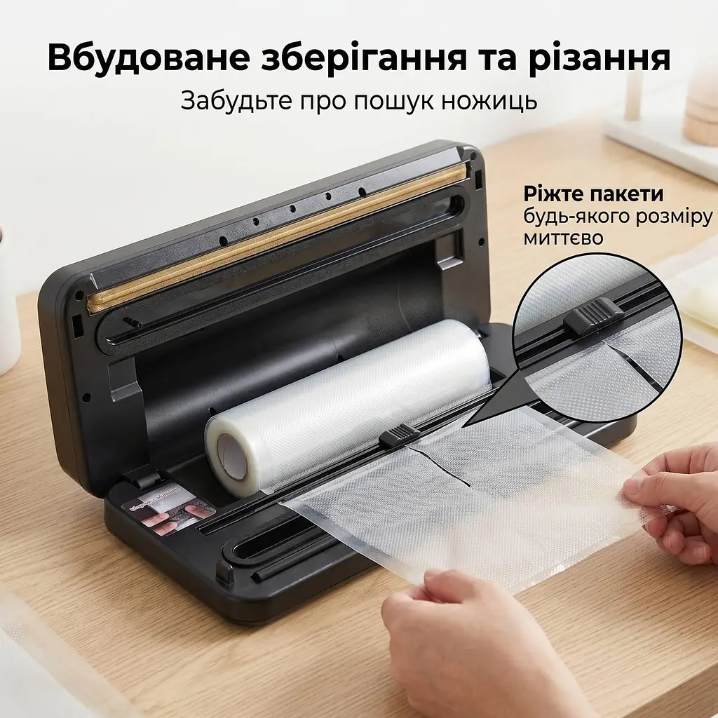 Вакуумний пакувальник 200Вт Zepline ZP-00373 з LED-підсвіткою та рулоном пакетів - фото 3