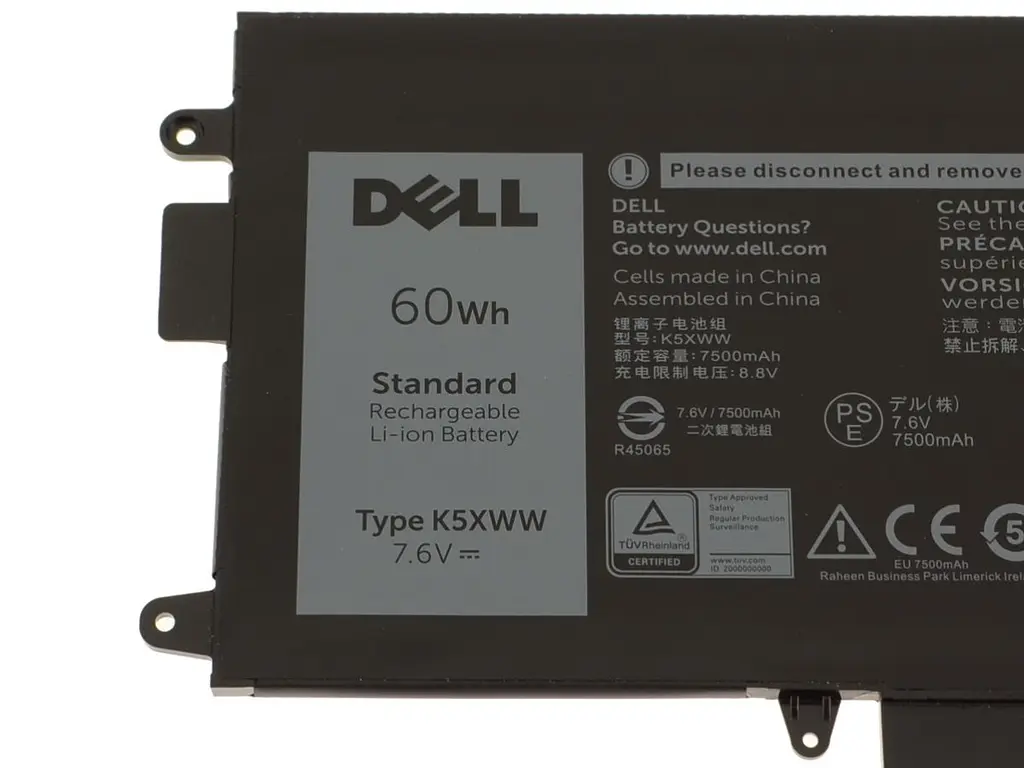 Акумулятор для ноутбука Dell Latitude 7390 K5XWW, 7500 mAh (60Wh), 4cell, 7.6V, Li-ion, чорний - фото 2