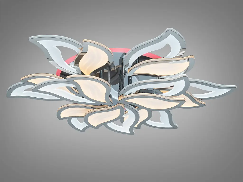 Витончена стельова LED-люстра-квітка Diasha 9033/6+3HR, гальваніка, 225W, підсвітка, димер, пульт - фото 5