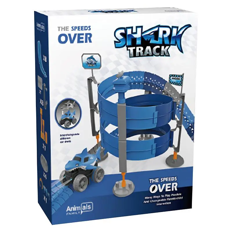 Интерактивный трек с инерционной машинкой SHT 5510-9 Deluxe Edition Shark Trak (138pcs/1CAR) Blue Epik - фото 3