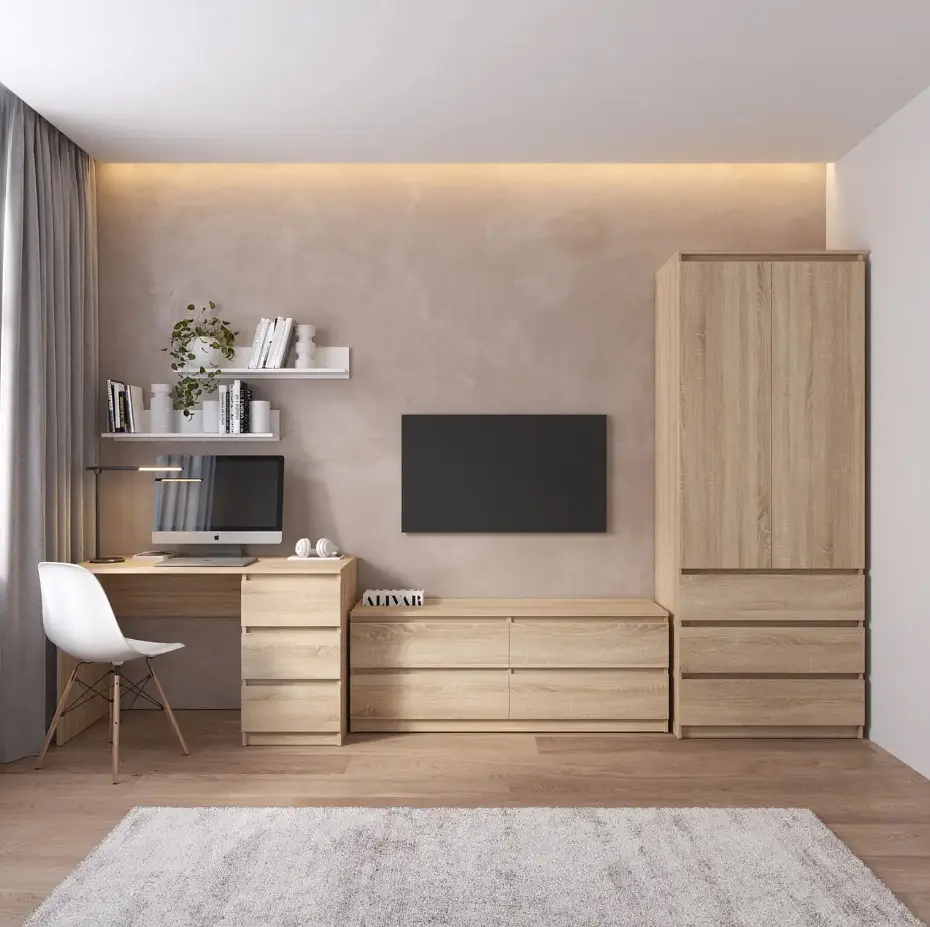 Комплект меблів у вітальню VAYS шафа R-9, тумба R-6, стіл R-1, полиці М-22 - фото 9