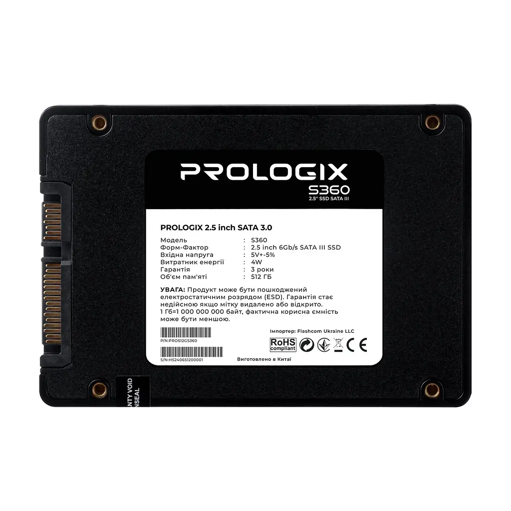 Накопичувач SSD 512GB Prologix S360 2.5 SATAIII 3D TLC (PRO512GS360)