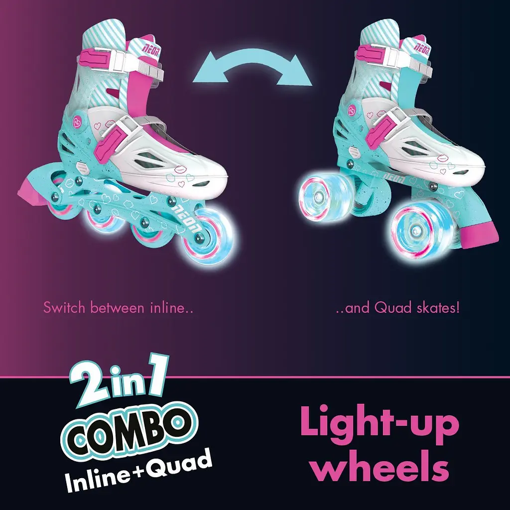 Ролики Neon Combo Skates Размер 34-37 Бирюзовый - фото 7