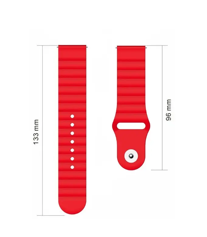 Ремінець BeWatch для Samsung Galaxy Watch 42/3 41 мм/Active/Active 2 силіконовий 20 мм Wave Червоний (1010704) - фото 4