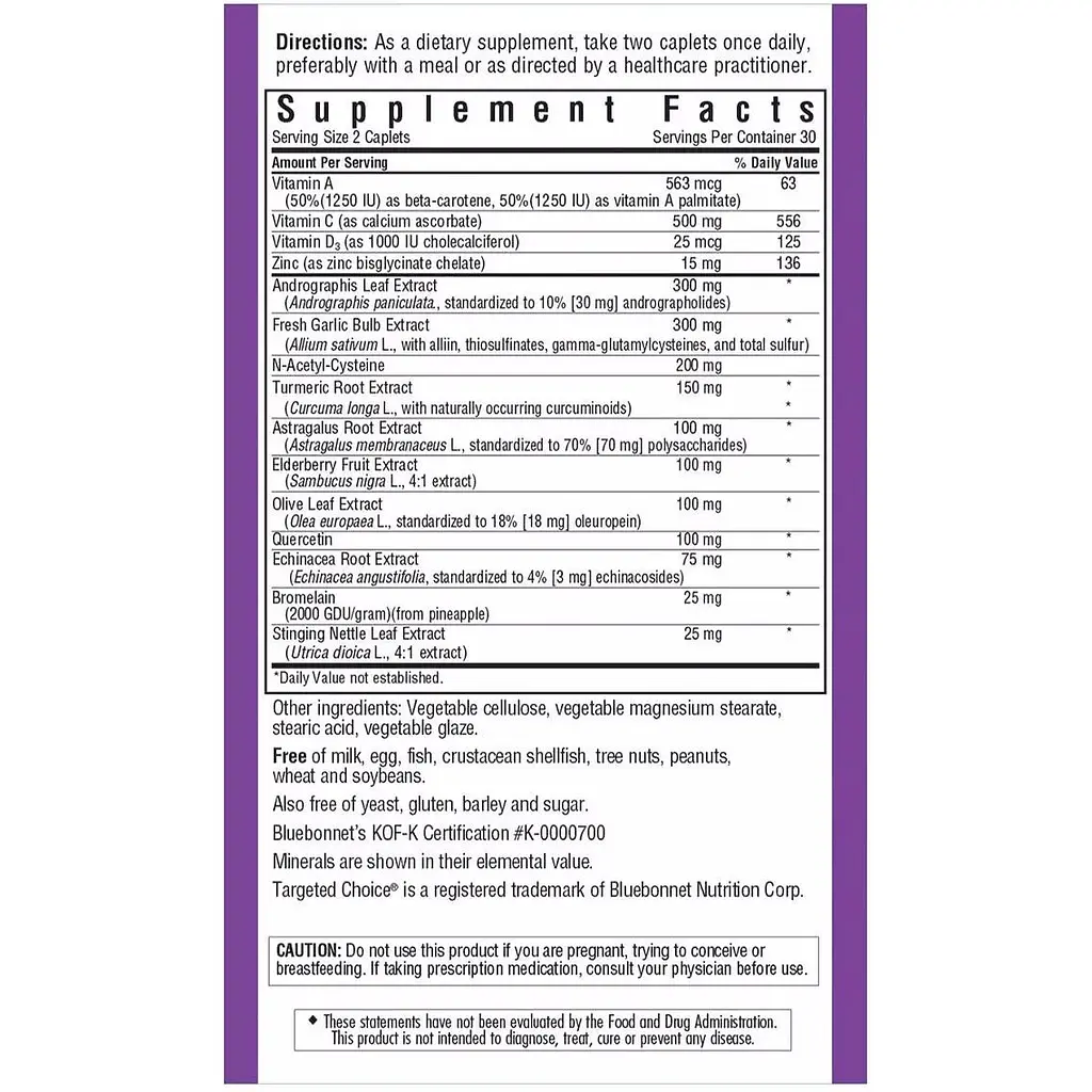 Імунний захист і підтримка здоров'я Bluebonnet Nutrition Targeted Choice 60 каплет - фото 2