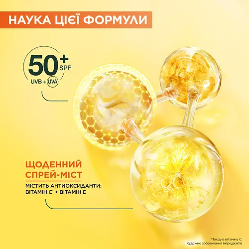 Сонцезахисний спрей-міст Garnier Vitamin C Brightening Over Make-up UV Mist SPF 50+ 75 мл - фото 7
