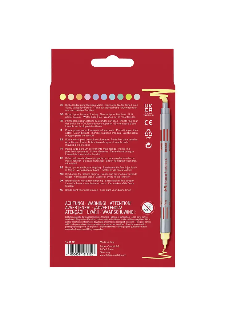 Фломастери 10 кол. FABER CASTELL Fibre-Tip Pastel двосторонні (151112) - фото 2