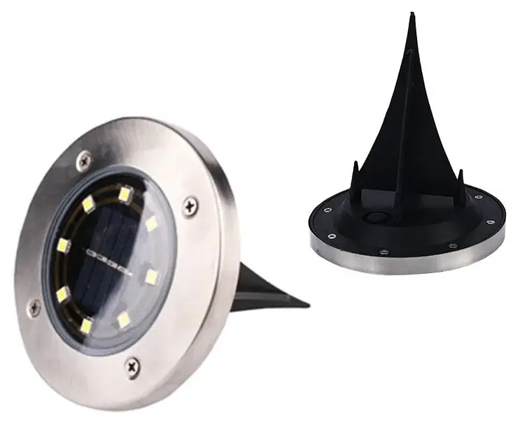 Солнечные уличные светильники Solar Disk Lights 4шт. подсветка газона на солнечной батарее садовые фонари - фото 6