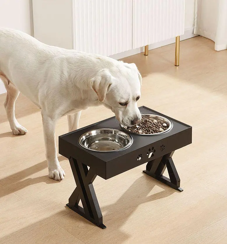 Миска для собак ELS PET 2 х 1,3 л двойная на подставке с регулируемой высотой, Черный - фото 5