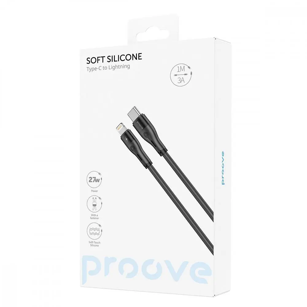 Кабель Proove Soft Silicone Type-C to Lightning 27W (1m) black (CCSO27002101) - фото 5