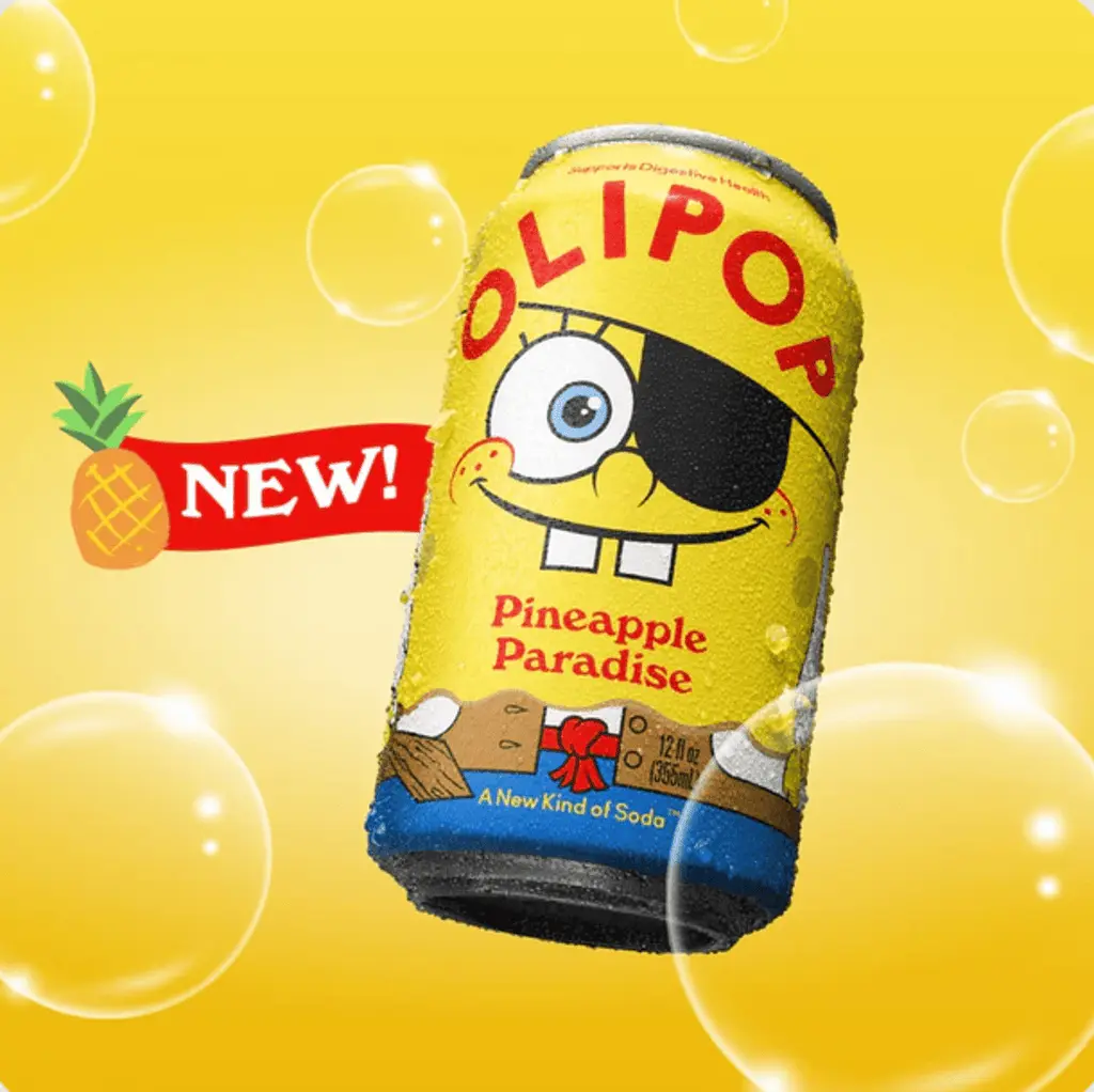 Газований напій Olipop Prebiotic Soda Spongebob Pineapple Paradise 355 мл - фото 3