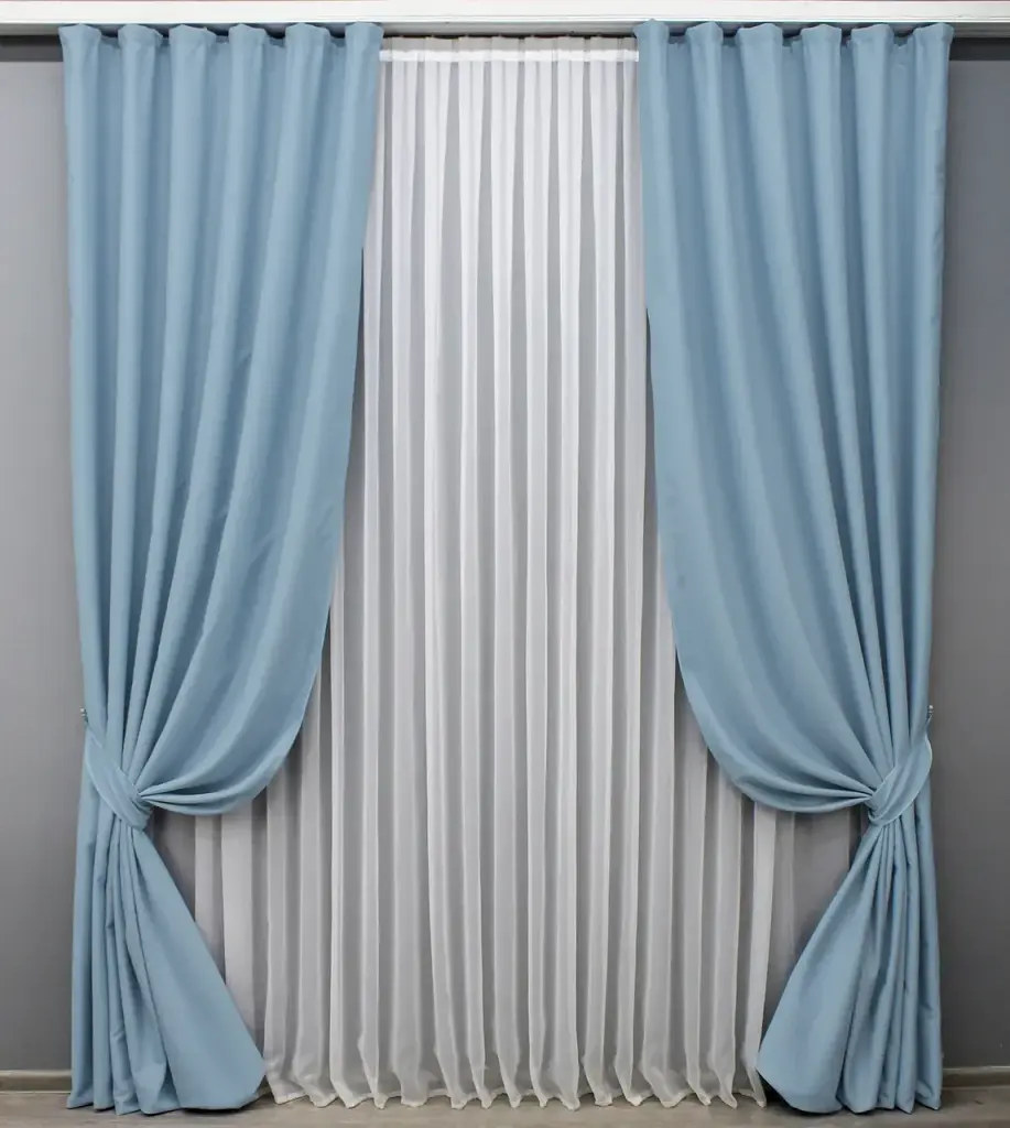 Комплект штор VR-Textil Midnight блекаут 2 шт 100x290 см блакитний (1676ш) - фото 2