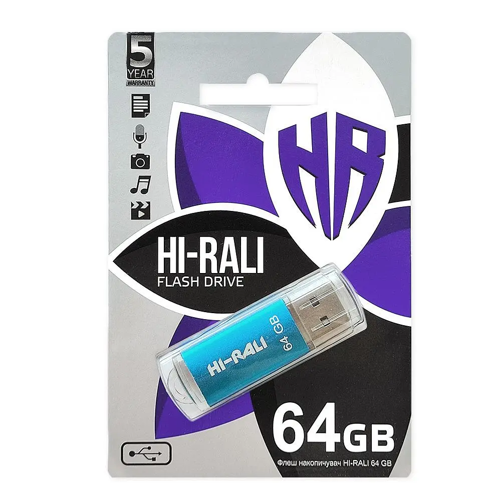 Флеш-накопичувач USB 64GB Hi-Rali Rocket Series Blue (HI-64GBVCBL) - фото 3