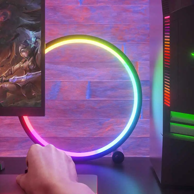 Настільна LED лампа RGB Intelligent circular atmosphere light Bluetooth USB with app Black Epik teh0029700 - фото 5