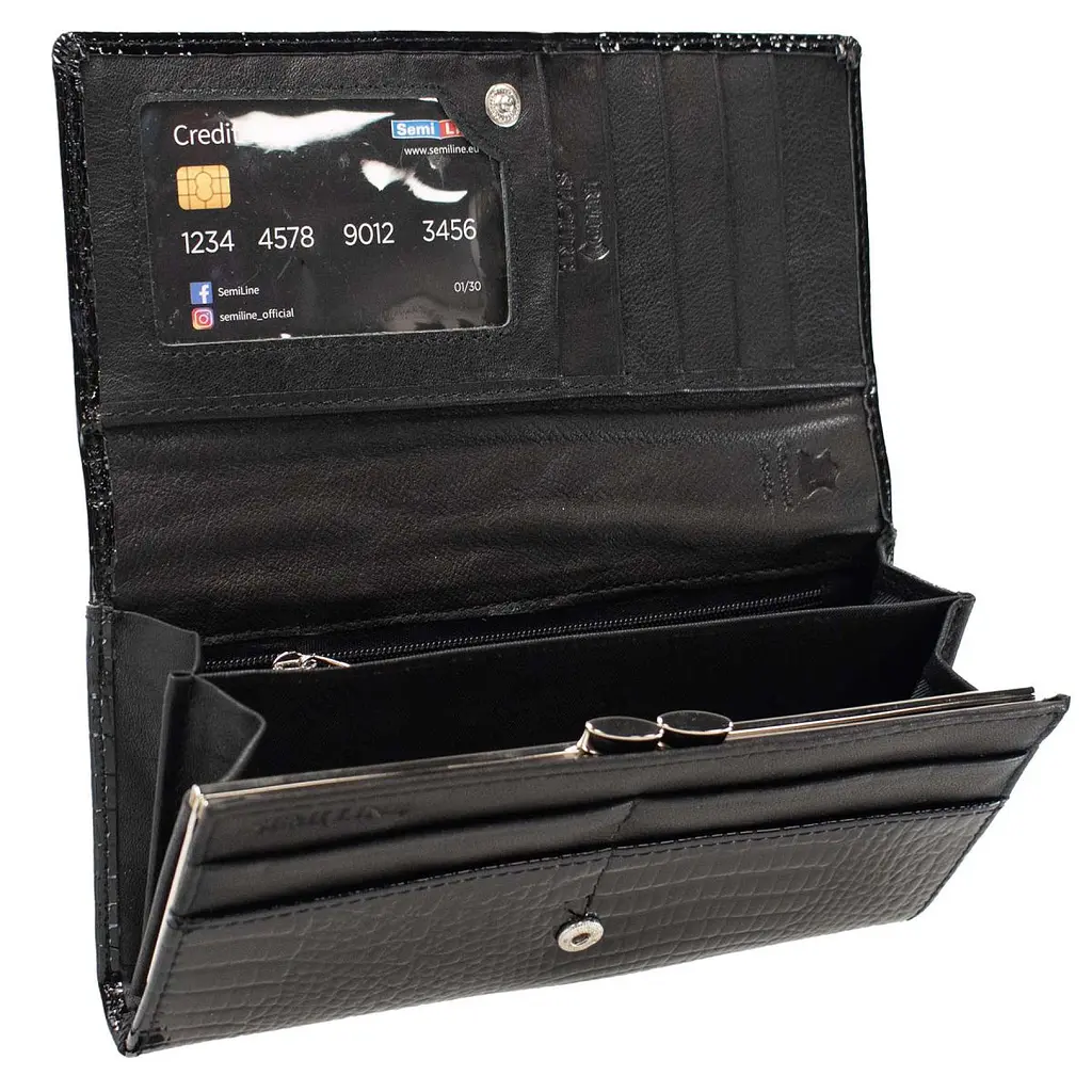 Гаманець жіночий шкіряний Semi Line RFID Black (P8228-0) - фото 2