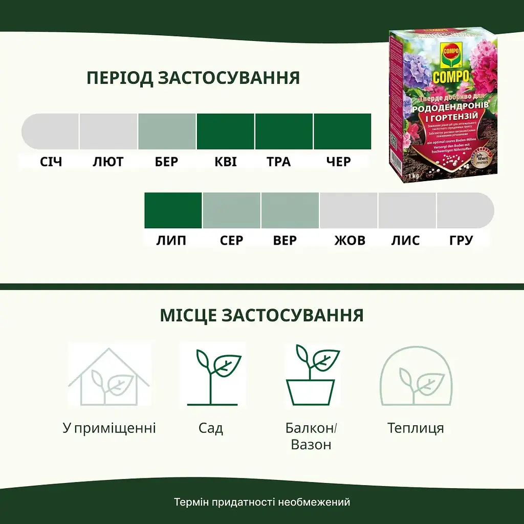 Тверде добриво COMPO для рододендронів і гортензій - фото 4