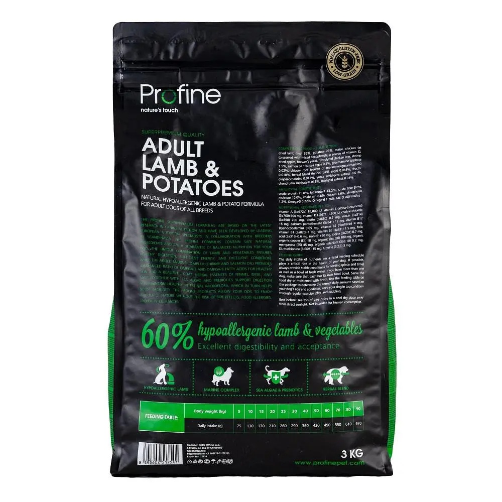 Сухий корм Profine Adult Lamb 3 кг гіпоалергенний корм з ягням та картоплею для дорослих собак усіх порід - фото 4