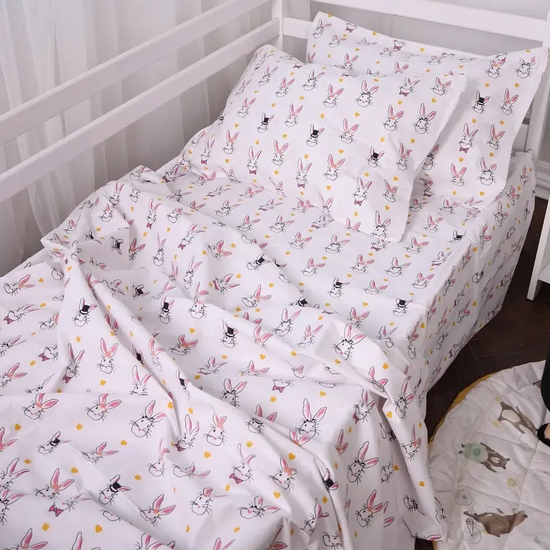 Наволочка MirSon Бязь Kids Time 17-0529 Bunnies white 40х60 см різнобарвна (2200008612443) - фото 2