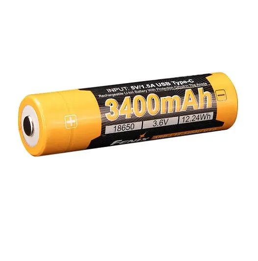 Акумулятор 18650 Fenix 3400mAh 3.6V Li-ion із Type-C зарядкою (Чорно-жовтий) - фото 3