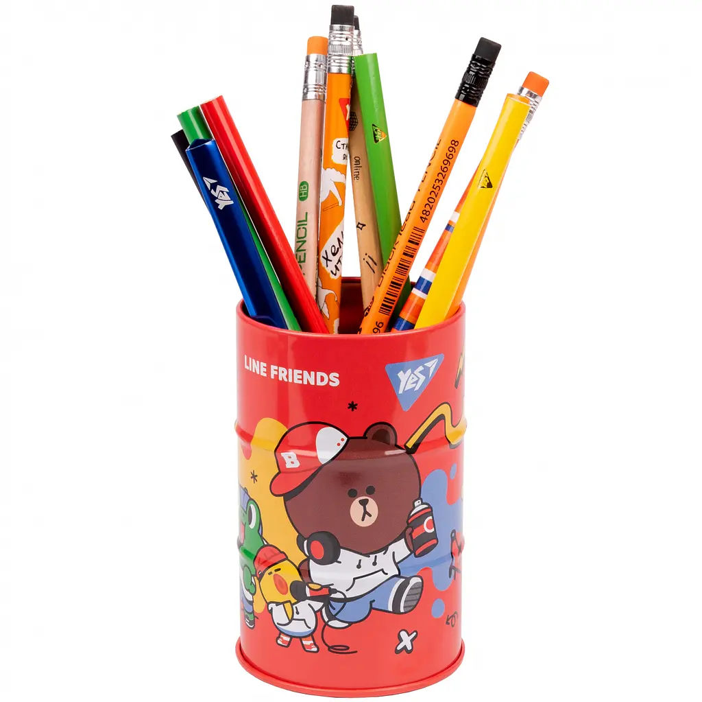 Стакан-підставка бочка Yes Line friends метал 6.5х10.8 см червоний (470504) - фото 3
