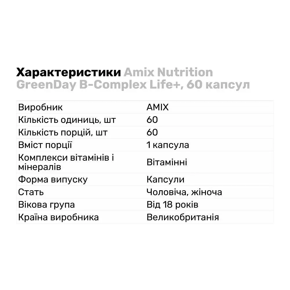 Витамины и минералы AMIX GreenDay B-Complex Life+, 60 капсул - фото 2