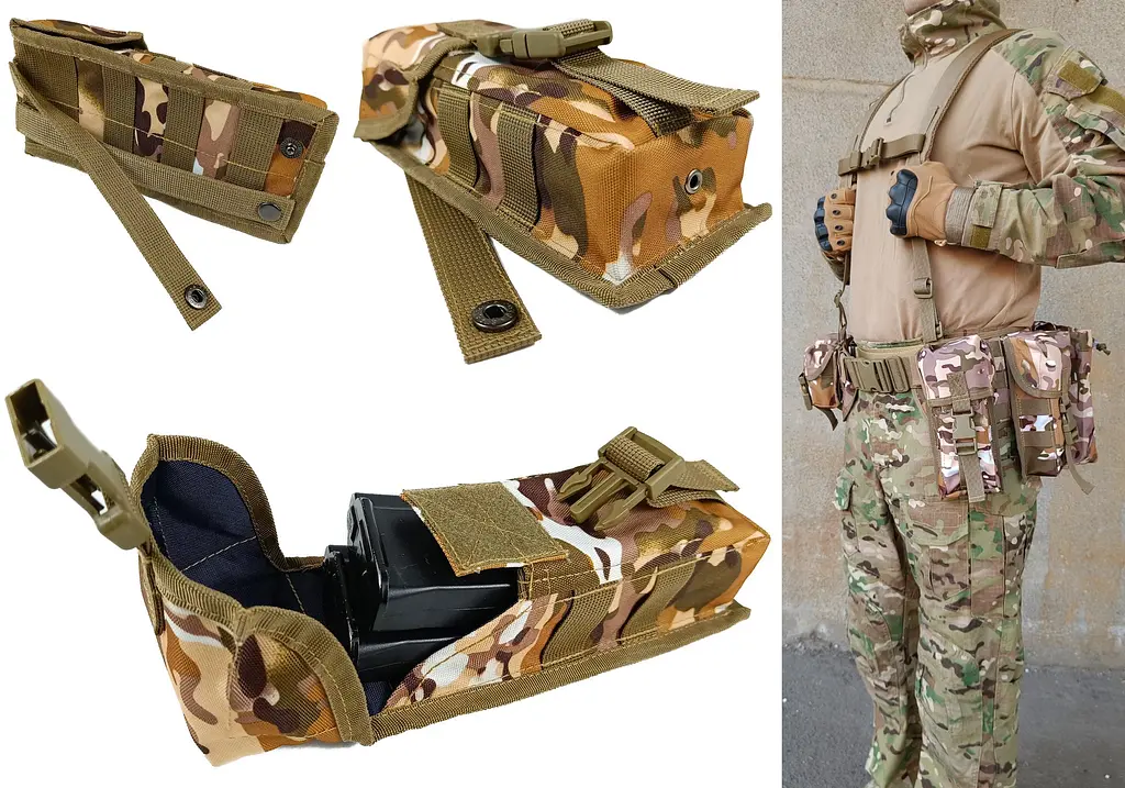 Підсумок під два магазини АК одинарний закритий Multicam Arid (степовий) (MOLLE, підсумок на розгрузку, жилет, РПС) - фото 2