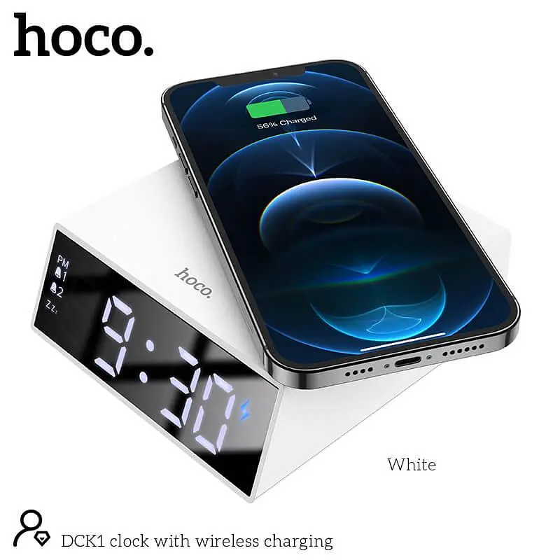 Настільний LED смарт-годинник with Qi Charger HOCO DCK1 + Alarm Watch 10 W - фото 7