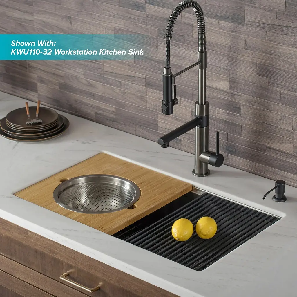 Смеситель для кухни Kraus Artec Pro KPF-1603MBSB, Черный - фото 8