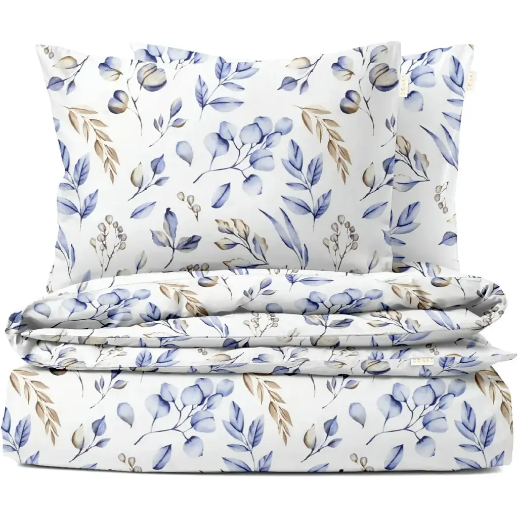 Комплект постільної білизни Cosas полуторний без простирадла STEPPE FLOWERS CS1 160 x 220 см (FoliageBeigeBlue_160_2)