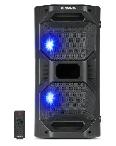 Колонка портативна 2.0 Real-El X-757 Black, 2 x 25 Вт, пластиковий корпус, Bluetooth, MicroSD / USB, FM - приймач, живлення від акумулятора, 8000мА x год, керування збоку - фото 6