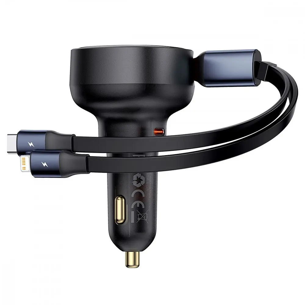 АЗП Baseus Enjoyment Pro 60W (Type-C) + Retractable Type-C+Lightning Cables, в асортименті - фото 10