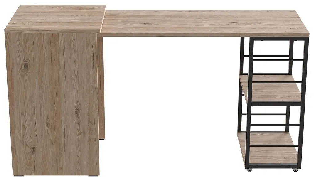Стол-тумба трансформер Смарт 2/1 Ferrum-decor 750x1450x500 Черный металл ДСП Дуб Сан-Марино 16 мм (FRD-105096) - фото 3