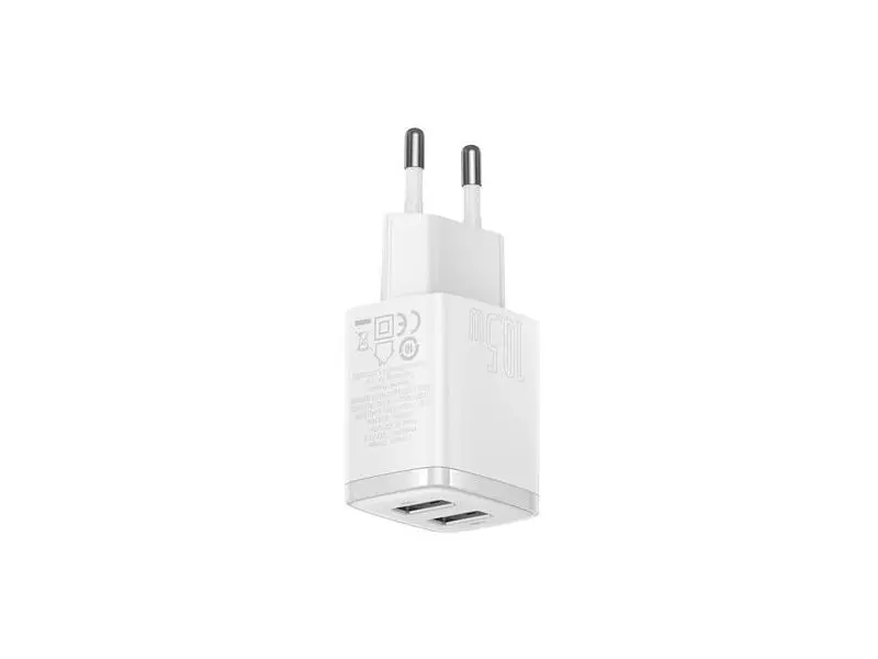 Мережевий зарядний пристрій BASEUS Compact 2xUSB 10.5 W 2.1 A White (CCXJ010202) - фото 3