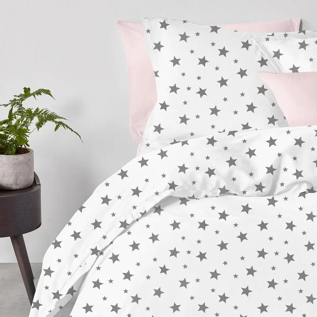 Комплект постільної білизни Cosas полуторний BIG STAR CS4 160 x 220 см (StarBigGrey_Rose_160) - фото 2