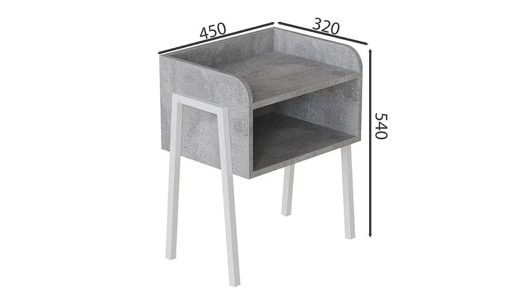 Тумба модульная Ferrum-decor Джузи 540x450x320 металл Белый ДСП Бетон 16 мм (FRD-102981) - фото 3