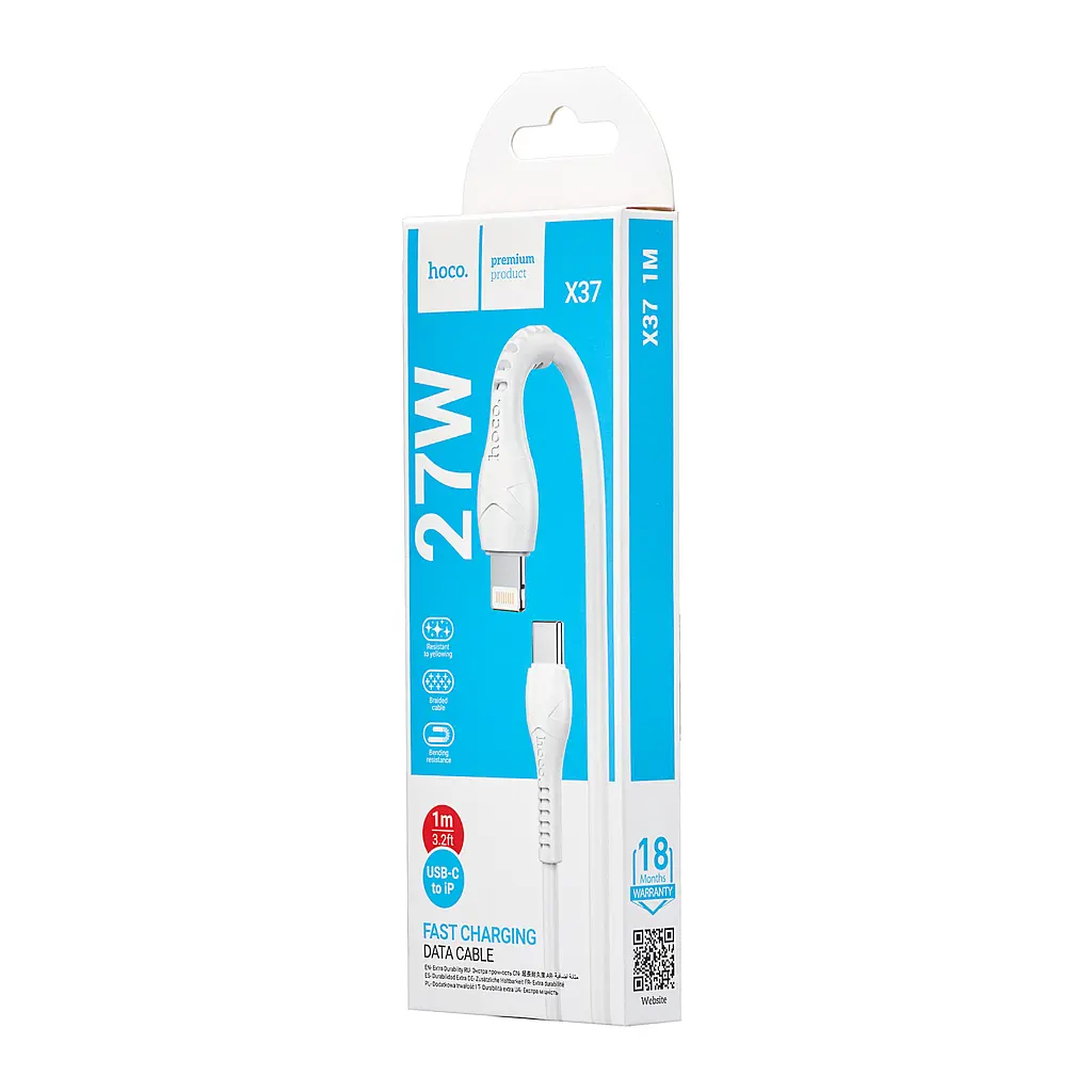 Кабель Hoco X37 Cool power PD charging data cable iP White - фото 2