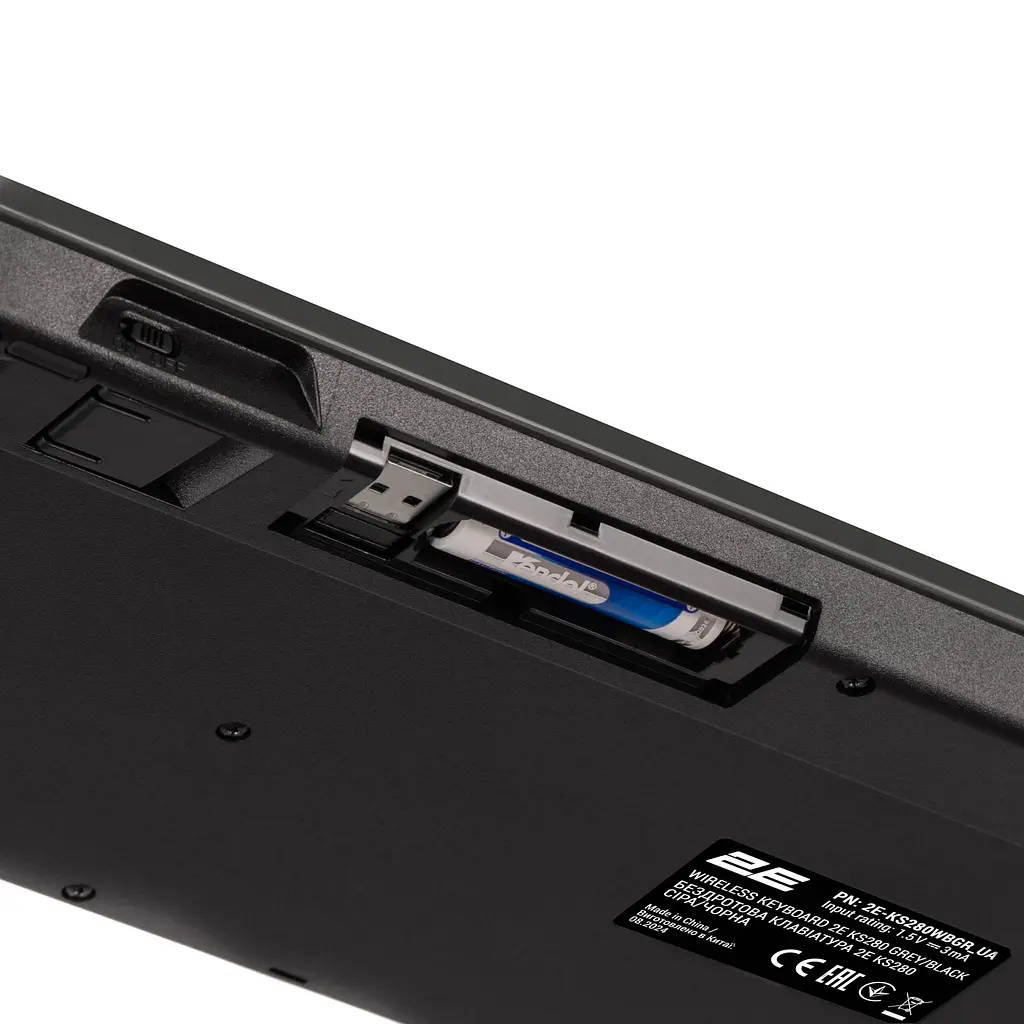 Клавіатура мембранна бездротова 2E KS-280 Black-Grey, 120key, WL/BT, EN/UK, silent - фото 4