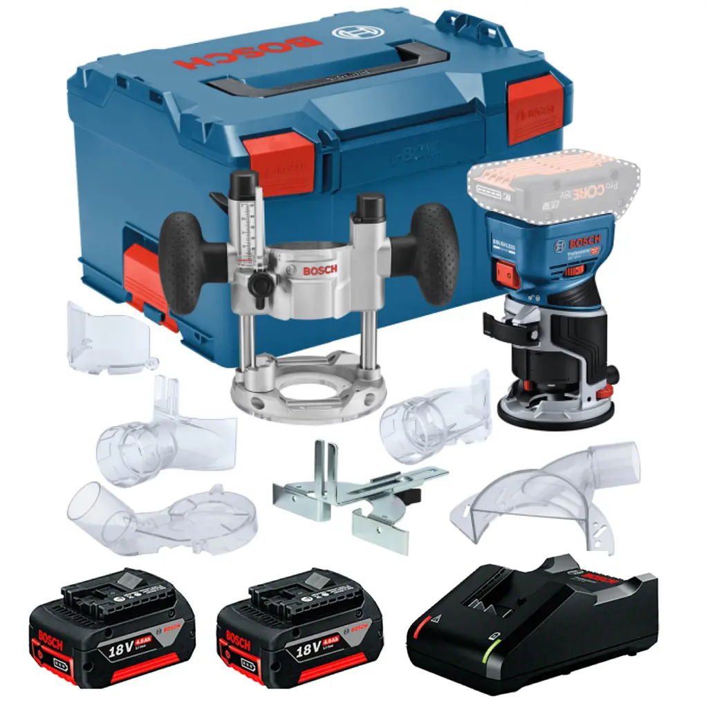 Акумуляторний фрезер Bosch GKF 18V-8 Professional, з 2 акб 4 Ah та з/п GAL 18V-40, в кейсі L-Boxx 238