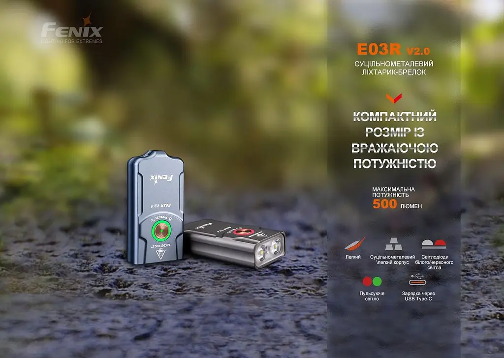 Ліхтар брелок Fenix E03R V2.0, синій - фото 5