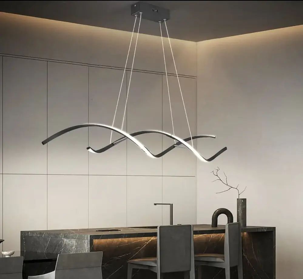 Удлиненная люстра Gemo Led в черном каркасе Line.F Длина 100 см - фото 3