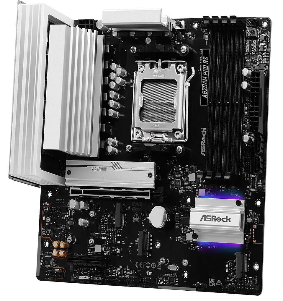 Материнская плата AsRock A620AM PRO RS (A620AM PRO RS) (Socket AM5, AMD A620A, Micro-ATX) - фото 3