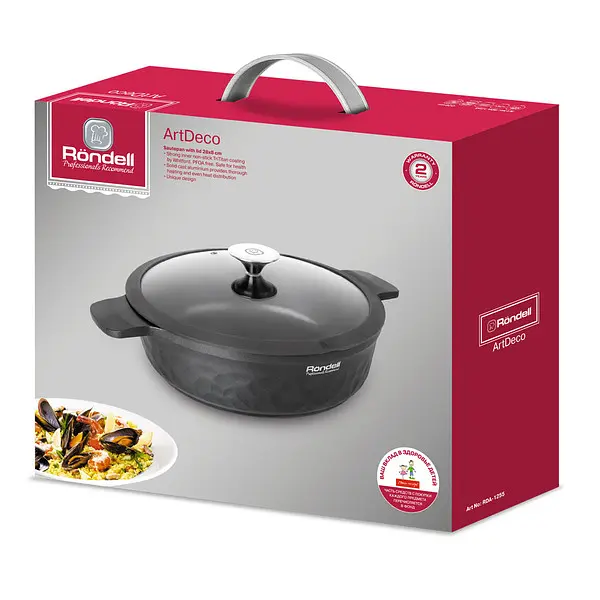 Сотейник Rondell Artdeco RDA-1255 з кришкою, 28 см (6570107) - фото 3